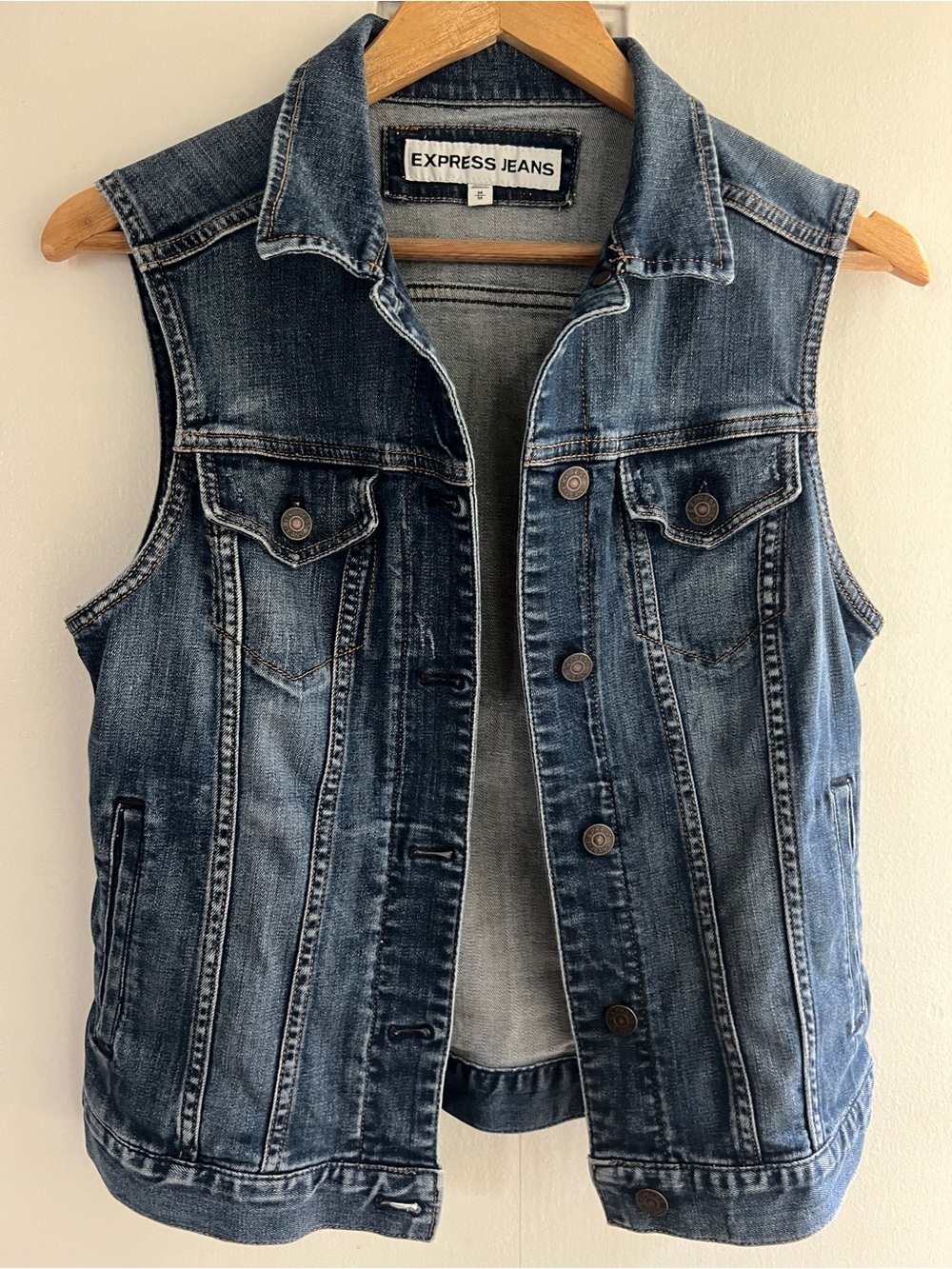 Express Women's Sleeveless Denim Vest - Blue
